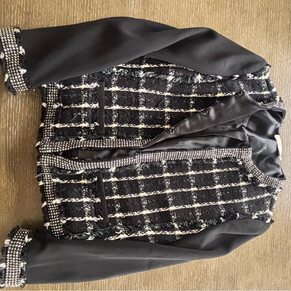 Tory Burch Black and White Tweed Blazer